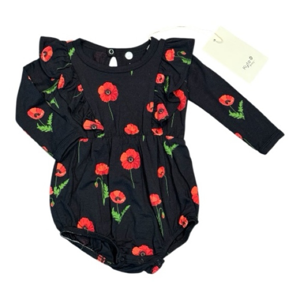 Kyte Baby Black Floral Bubble Romper